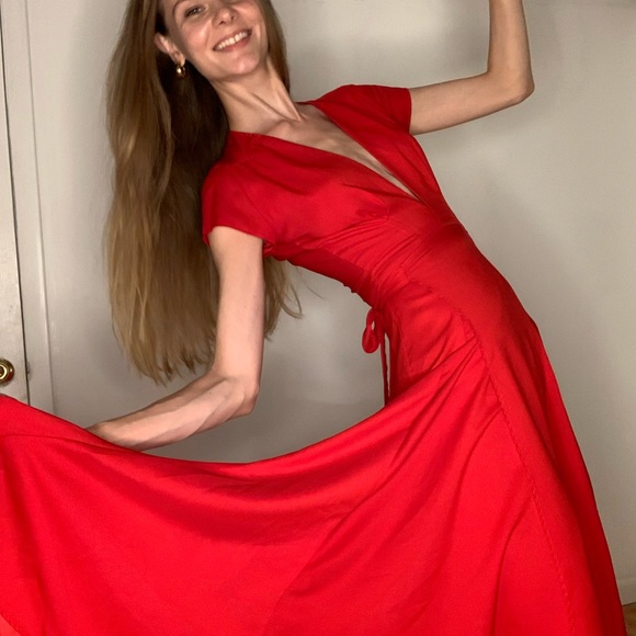 Long maxi elegant dress in red size S - Picture 10 of 11